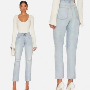 Anine Bing Sonya Straight Tapered Leg Blue Jeans Size 26